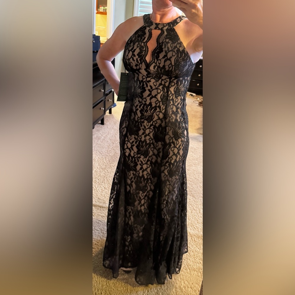 Elegant Black Lace Evening Gown